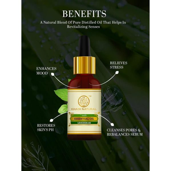 Khadi Natural Lemongrass Essential Oil (15 ml) - Image 4