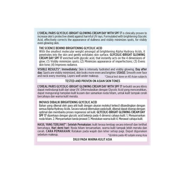 Loreal Glycolic Bright Day Cream SPF 17 (50 ml) - Image 3