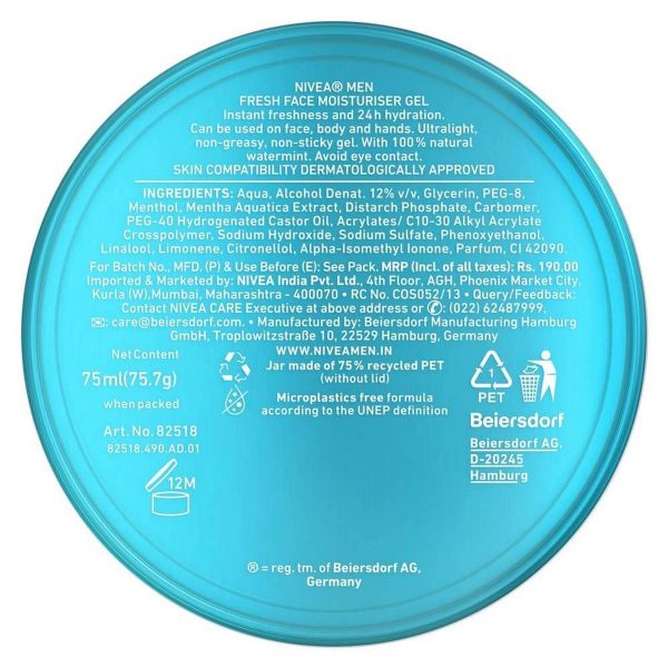 Men's Fresh Face Moisturizer Gel (75 ml) - Image 2