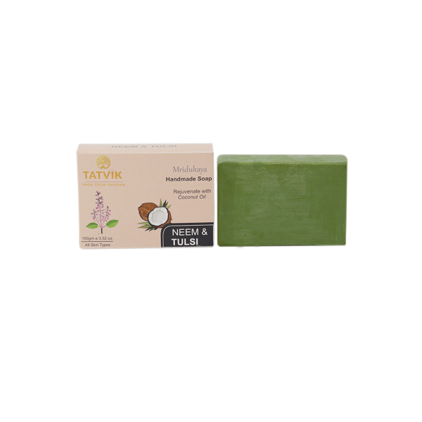Tatvik Mridukaya Handmade Soap Neem & Tulsi - Image 2