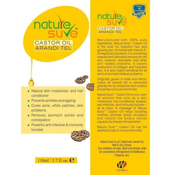 Nature Sure Castor Oil Arandi Tail for Men and Women - (110 ml Each Pack) - Image 4