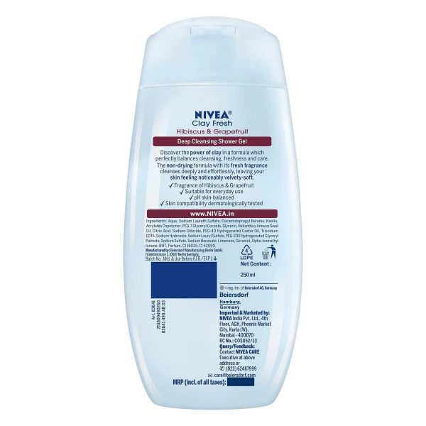 Nivea Shower Gel Clay Fresh Body Wash (250 ml) - Image 2