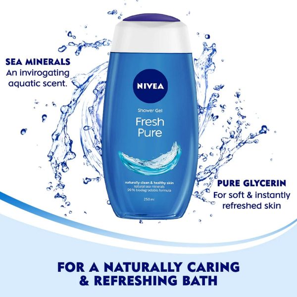 Nivea Shower Gel Fresh Pure Body Wash (250 ml) - Image 2