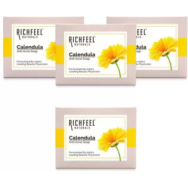 RICHFEEL Calendula Anti Acne Soap (Buy 3 Get 1 Free)  