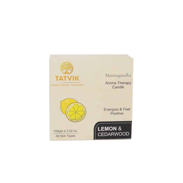Tatvik Manisugandha Lemon and Cedarwood Aromatherapy Massage Candles (100 gm) - Image 2