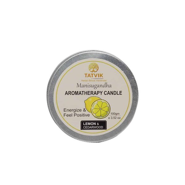 Tatvik Manisugandha Lemon and Cedarwood Aromatherapy Massage Candles (100 gm) - Image 3