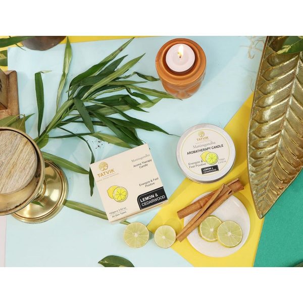 Tatvik Manisugandha Lemon and Cedarwood Aromatherapy Massage Candles (100 gm)