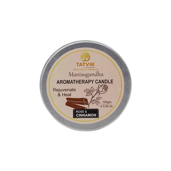 Tatvik Manisugandha Rose and Cinnamon Aromatherapy Massage Candles (100 gm) - Image 2