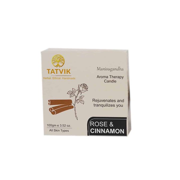 Tatvik Manisugandha Rose and Cinnamon Aromatherapy Massage Candles (100 gm) - Image 3