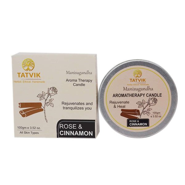 Tatvik Manisugandha Rose and Cinnamon Aromatherapy Massage Candles (100 gm) - Image 4