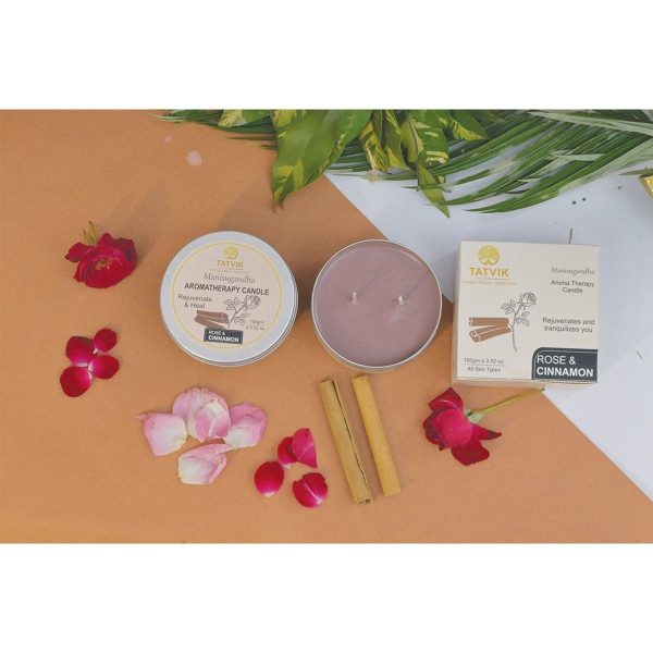 Tatvik Manisugandha Rose and Cinnamon Aromatherapy Massage Candles (100 gm)