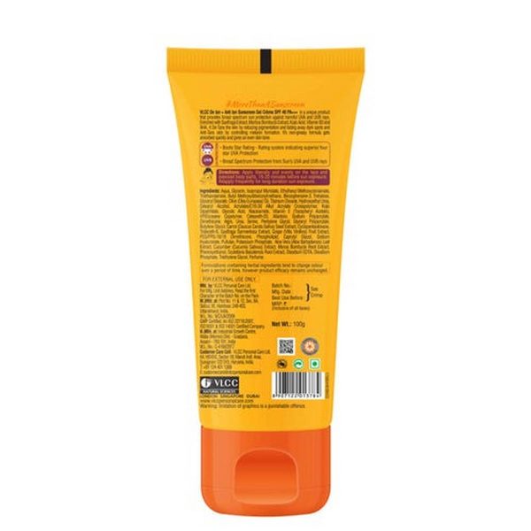VLCC De Tan + Anti Tan Sunscreen Gel Creme SPF 40 (100g) - Image 2