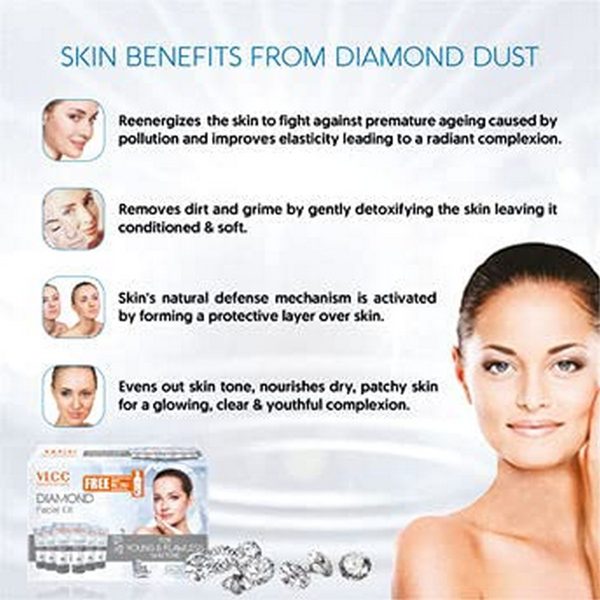 VLCC Diamond Facial Kit With Free Rose Water Toner - Image 2