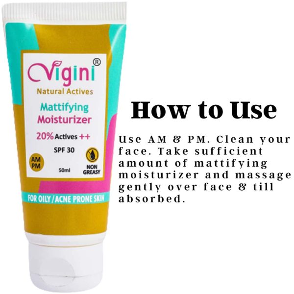 Vigini 20% Actives Anti Acne Mattifying Moisturizer Cream (50 ml) - Image 4