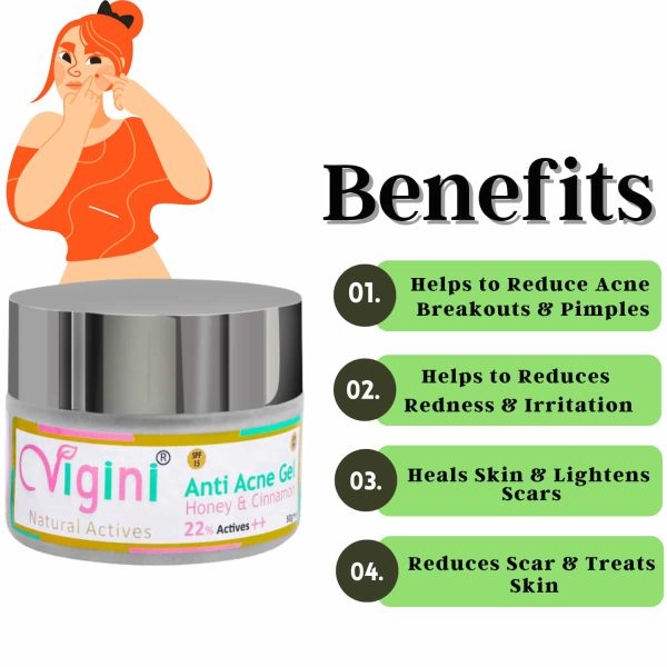 Vigini 22% Actives Anti-Acne Day Night Spot Face Gel (50 grams) - Image 3