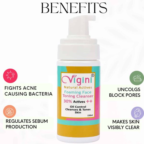 Vigini 30% Actives Anti-Acne Oil Control Foaming Face Wash (150 ml) - Image 3