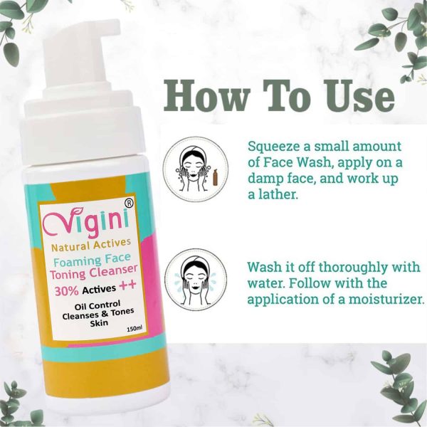 Vigini 30% Actives Anti-Acne Oil Control Foaming Face Wash (150 ml) - Image 4