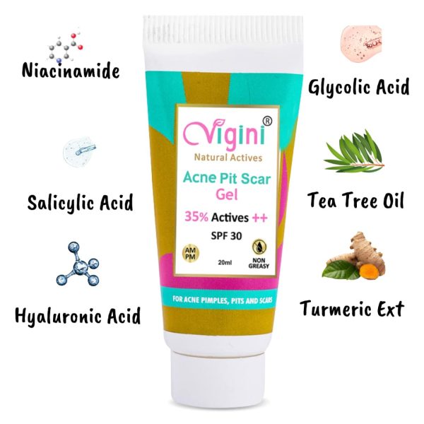 Vigini 35% Actives Anti Acne Pits & Scars Gel (20 ml) - Image 2