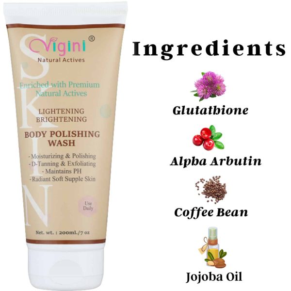Vigini Skin Whitening Lightening Body Polishing Wash (200 gm) - Image 2