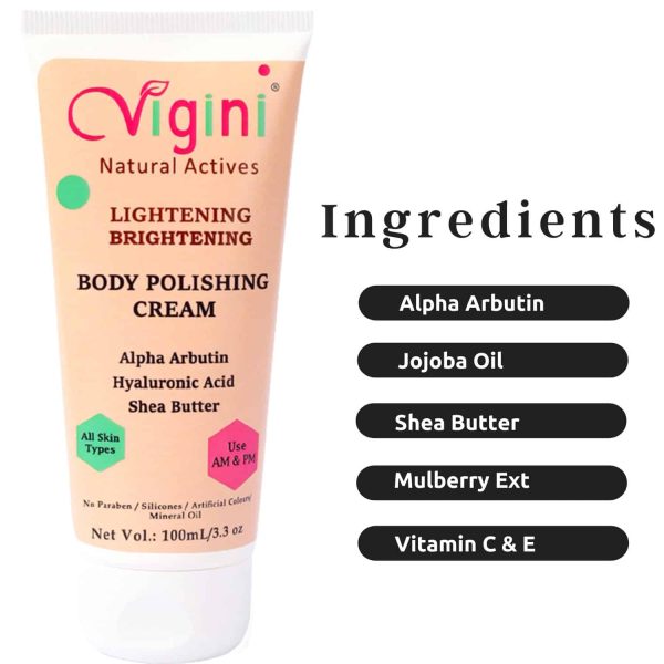 Vigini Skin Whitening Lightening Body Polishing cream (100 ml) - Image 2