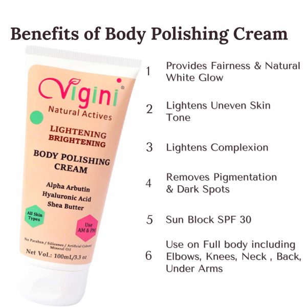 Vigini Skin Whitening Lightening Body Polishing cream (100 ml) - Image 4