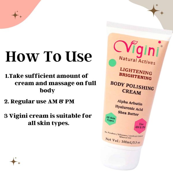 Vigini Skin Whitening Lightening Body Polishing cream (100 ml) - Image 3