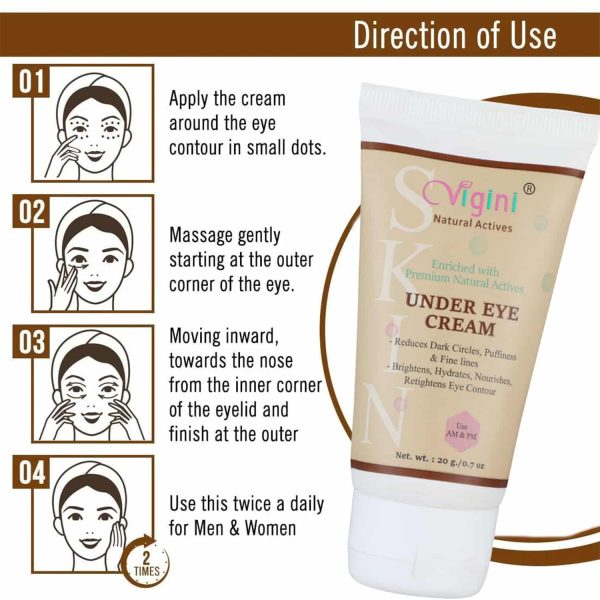 Vigini Under Eye Dark Circle Wrinkles Removal Cream (20 gm) - Image 4