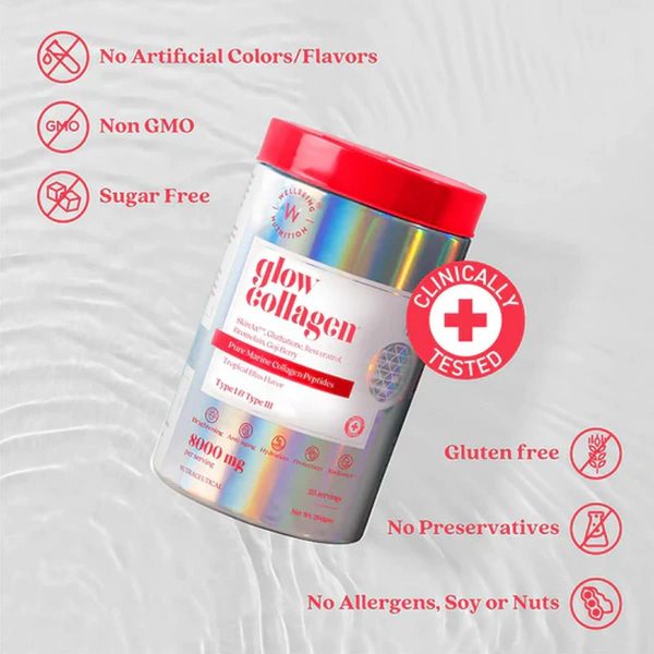 Wellbeing Nutrition Glow Collagen Tropical Bliss Flavour (250 g) - Image 6