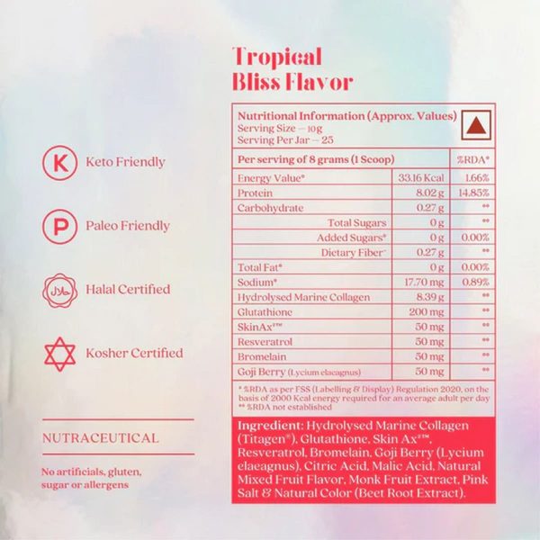 Wellbeing Nutrition Glow Collagen Tropical Bliss Flavour (250 g) - Image 7
